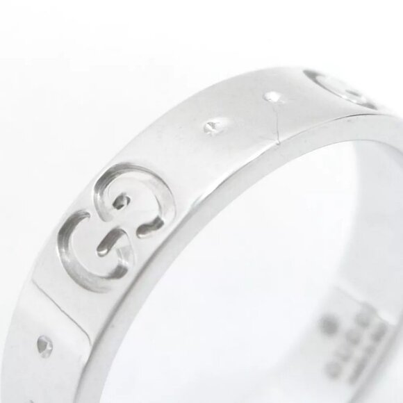 Authentic GUCCI Icon Ring K18 WG US:5 White Gold